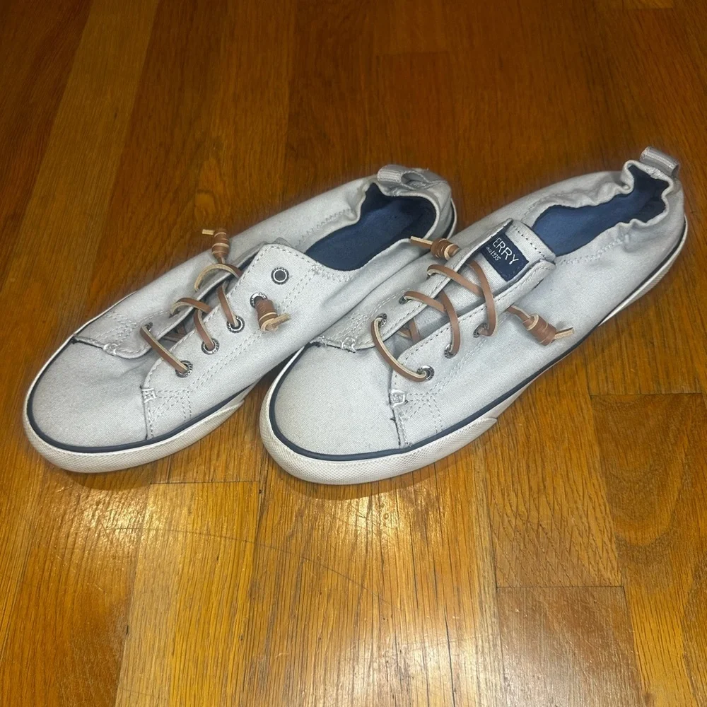 Sperry Crest Vibe Slip-On Sneakers Women’s 8.5 | Gray Canvas Boat Shoes |